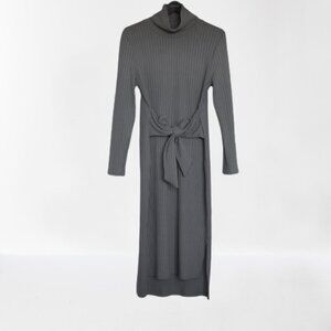 Suzy Shier brown grey long sleeves sweater stripe knit with a tie XXL